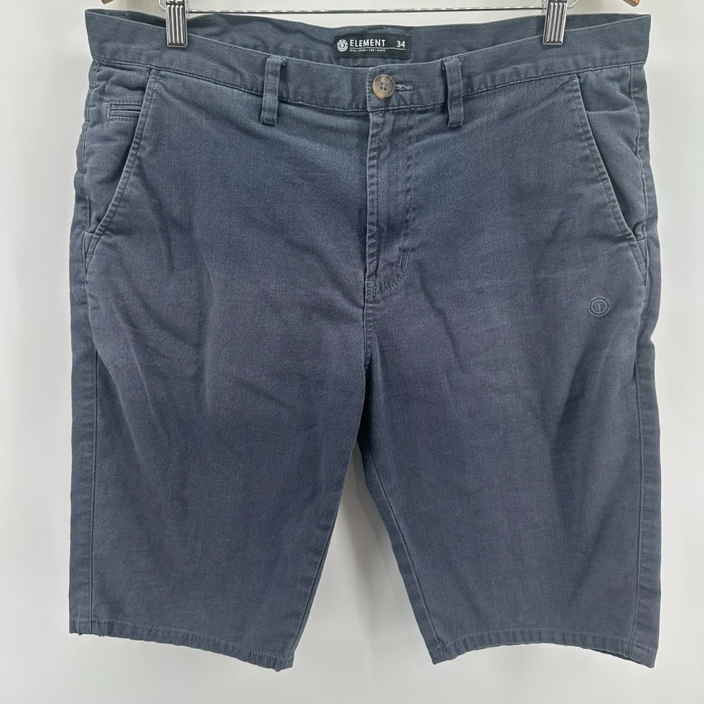Element Shorts Mens 34 Dark Gray Denim Stretch Chino Flat Front Slash Pocket